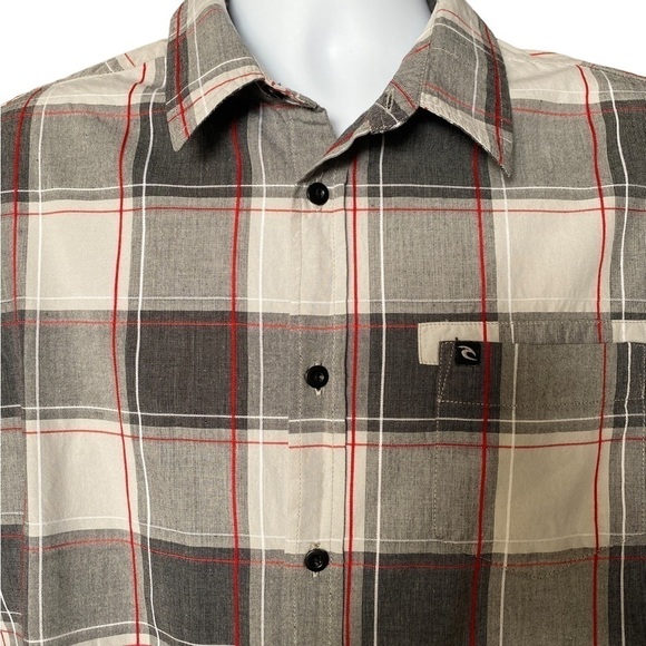 RIP CURL Plaid Button Down Collared Shirt Men M Medium - Picture 2 of 9